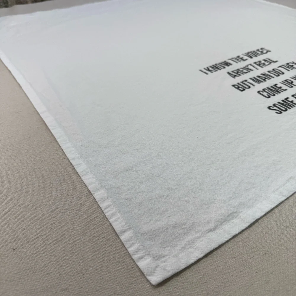 Wildwood Landing - White Kitchen Tea Towel with Humorous Text